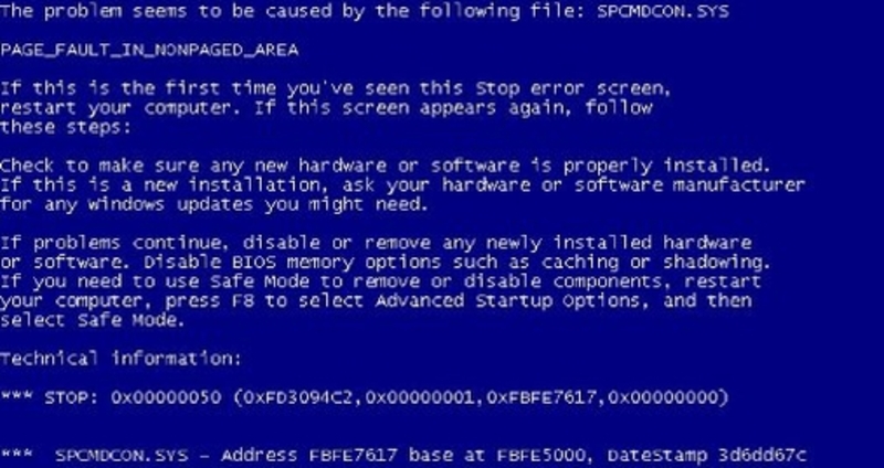 BSOD или синий экран смерти