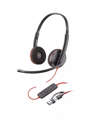 Профессиональная проводная гарнитура (наушники) Poly Blackwire 3220 USB-C HS + USB-C/A  Bulk (Арт. - 8X228A6)