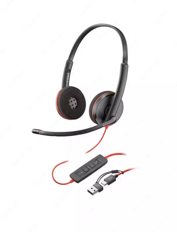 Профессиональная проводная гарнитура (наушники) Poly Blackwire 3220 USB-C HS + USB-C/A  Bulk (Арт. - 8X228A6)