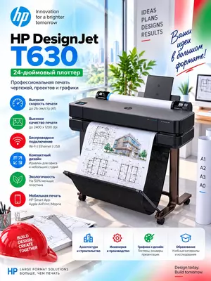 Профессиональный 24-дюймовый плоттер (широкоформатный принтер) HP DesignJet T630