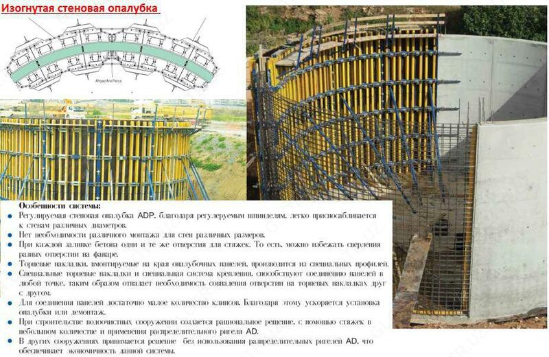 Изогнутая стеновая опалубка