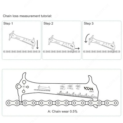 Индикатор износа цепи велосипеда.