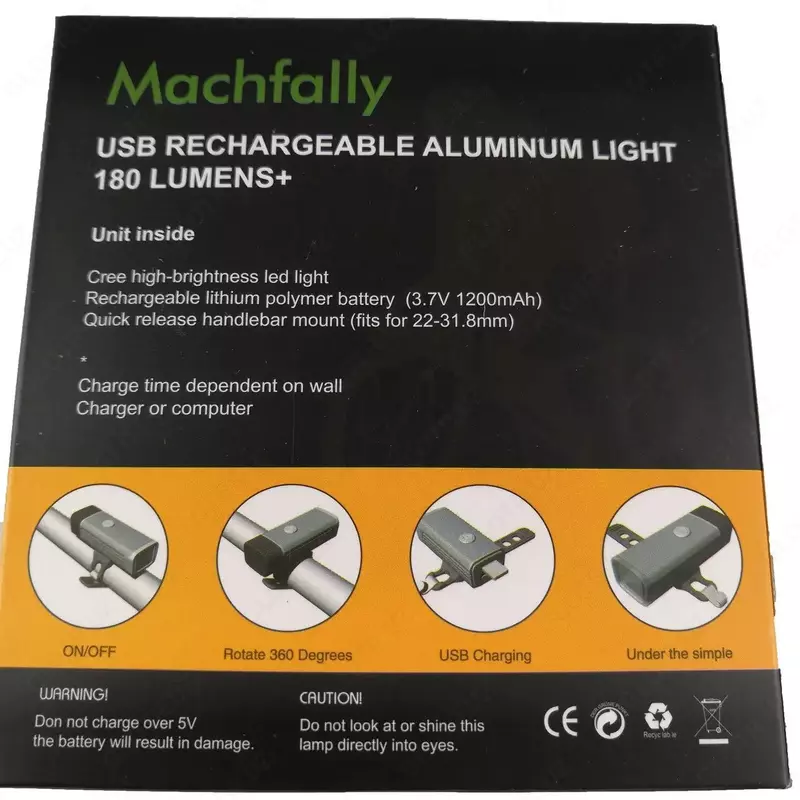 Велосипедная фара 180 lumens USB