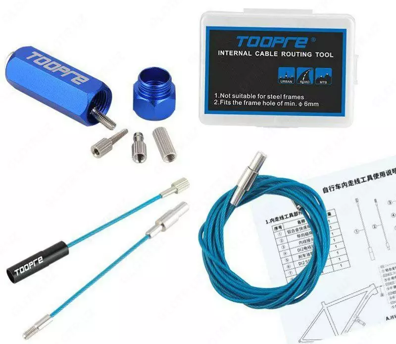 Инструмент TOOPRE для проведения тросов внутри рамы велосипеда.