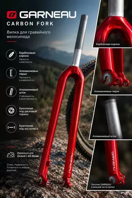 Вилка GARNEAU карбоновая — для гравийного велосипеда