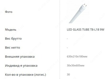 Трубчатая лампа LED Glass Tube T8-L18 9W