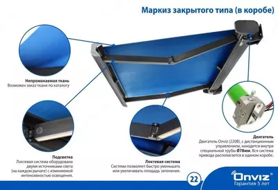 Уличная маркиза Onviz с электроприводом (модель №2)