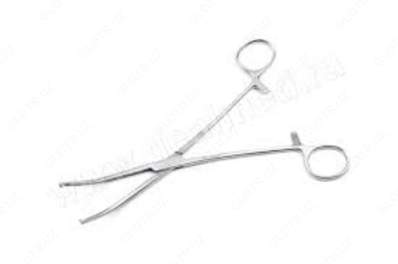 Зажим кpовоостанавливающий 1х2 зубый зубчатый изогнутый N1 (длина 150 мм) 154/10