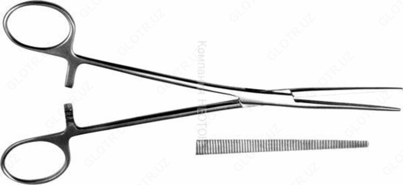 Зажим кpовоостанавливающий 1х2 зубый зубчатый пpямой N1 (длина 150 мм) 148/3