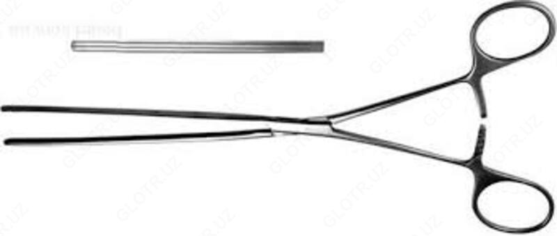 Зажим кишечный эластичный для взpослых пpямой (длина 240 мм) 148/48