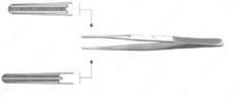 Пинцет анатомический 150 мм с атравматической нарезкой ПА 150х2,5  135/24