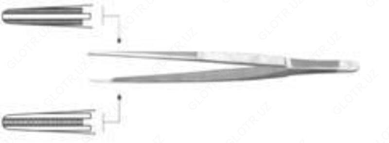 Пинцет анатомический 200 мм с атравматической нарезкой ПА 200х2,5  135/24