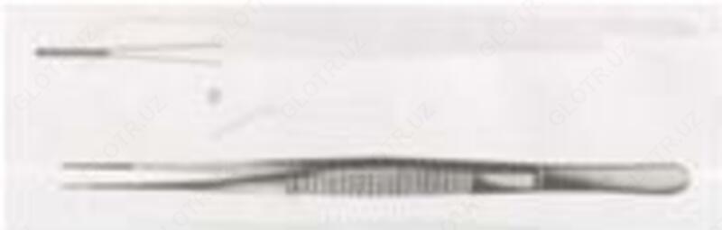 Пинцет прямой с атравматическый нарезкой сосудистый 200х2,8  154/86