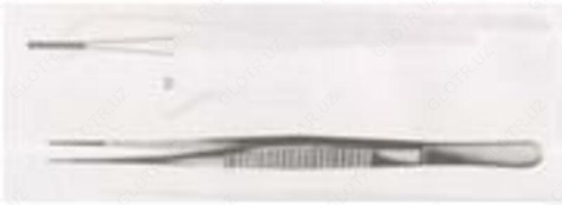 Пинцет прямой с атравматическый нарезкой сосудистый 240х2,4  154/86