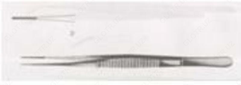 Пинцет прямой с атравматическый нарезкой сосудистый 240х3,5  154/86