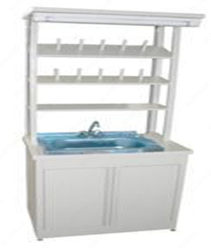 Стол металлический лабораторный с раковиной