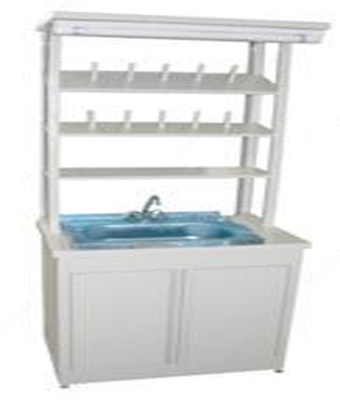 Lavabo bilan laboratoriya metall stoli