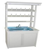 Lavabo bilan laboratoriya metall stoli