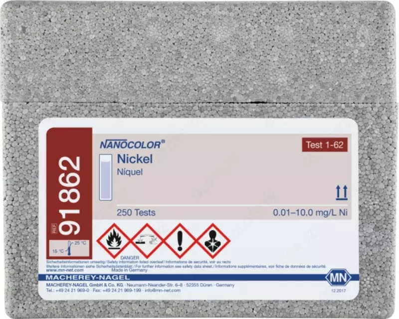 NANOCOLOR Nickel standard test Диапазон измерения: 0,01–10,0 мг/л Ni2+ достаточно для 250 определени