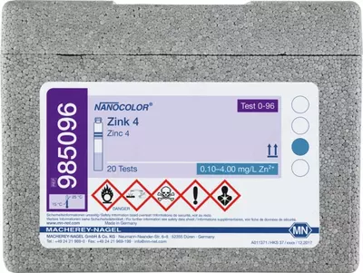 NANOCOLOR Zinc 4 диапазон измерений: 0,10-4,00 мг/л Zn2+ достаточно для 20 определений