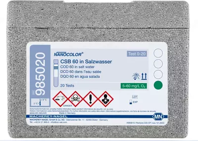 Пробирочный тест NANOCOLOR COD 60 для определения ХПК в морской воде.