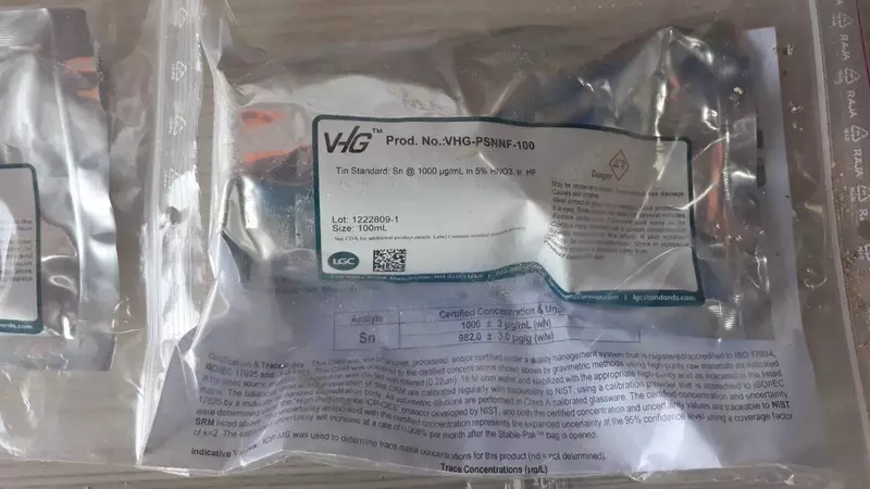 Стандарт олова: Sn @ 1000 мкг/мл в 5% HNO3, тр. ВЧ VHG-PSNNF-100