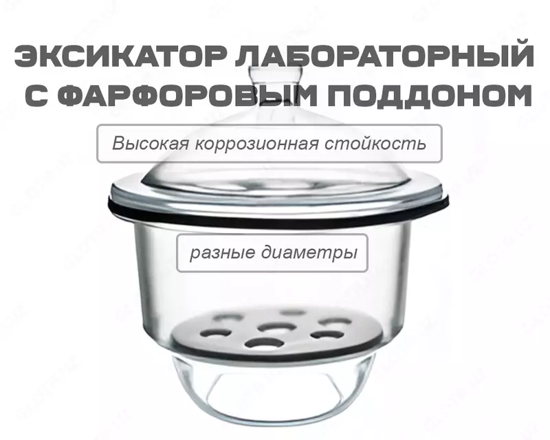Эксикатор лабораторный с фарфоровым поддоном разных диаметров
