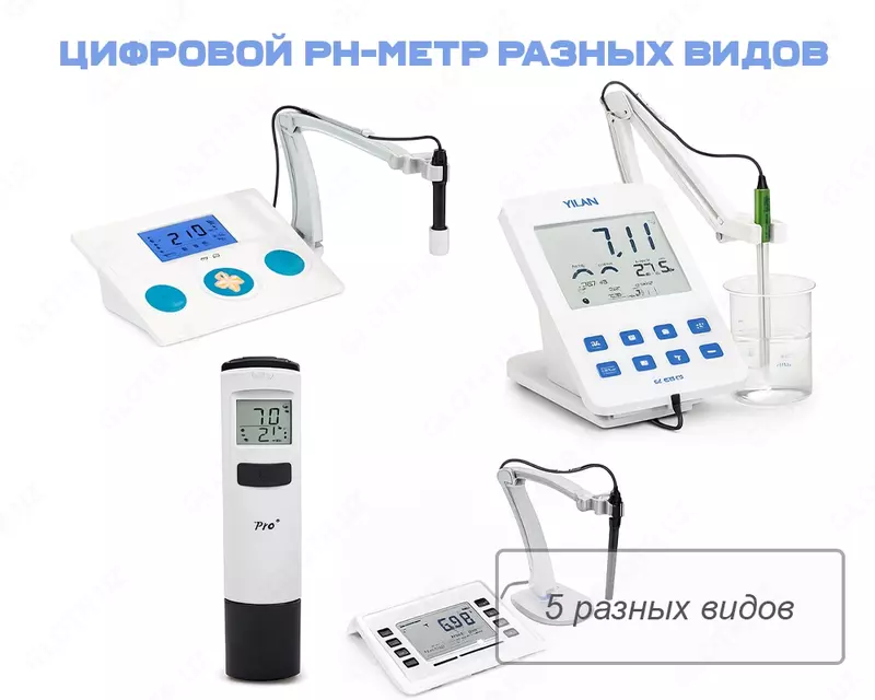 Цифровой pH-метр разных видов