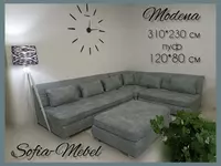 Угловой диван с пуфом "Модена" (серый) - 8 500 000 сум