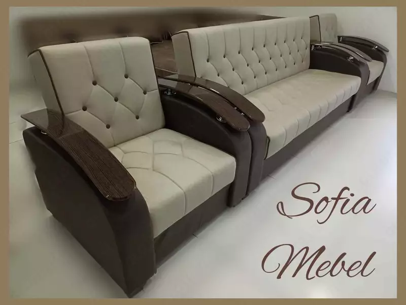  Классическая тройка с раскладным диваном в бежевом цвете - 