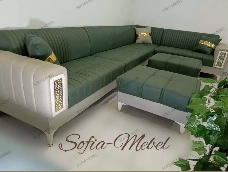 Модульный не раскладной уголок SOFIA - MEBEL Barbary с двумя пуфами