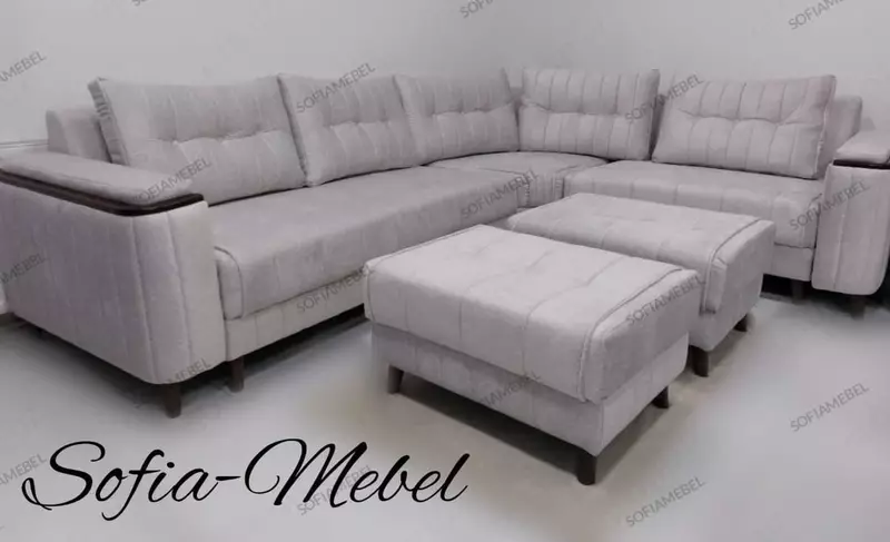 Модульный не раскладной уголок SOFIA - MEBEL Милана с двумя пуфами