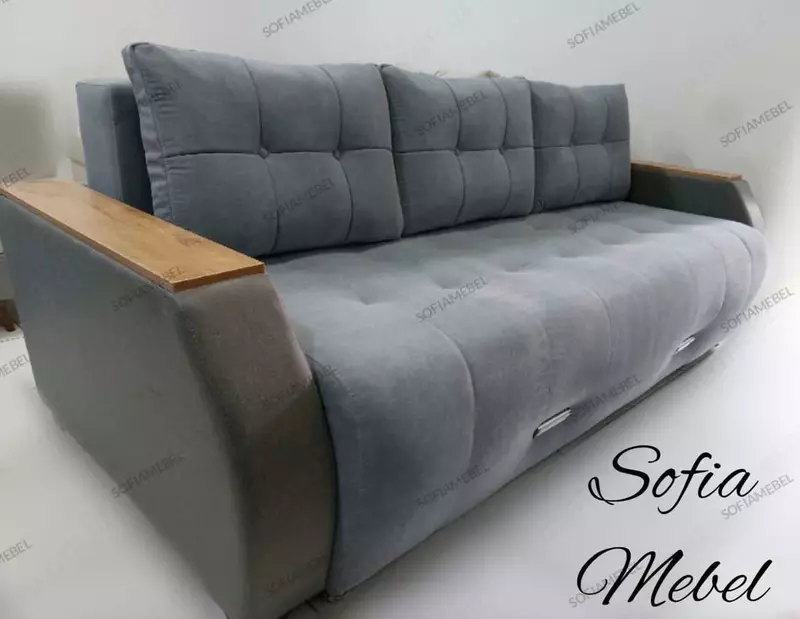 Velor katlanadigan divan SOFIA - MEBEL SKY (Kulrang/jigarrang)