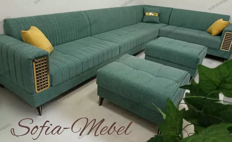 Модульный не раскладной уголок SOFIA - MEBEL Barbary с двумя пуфами