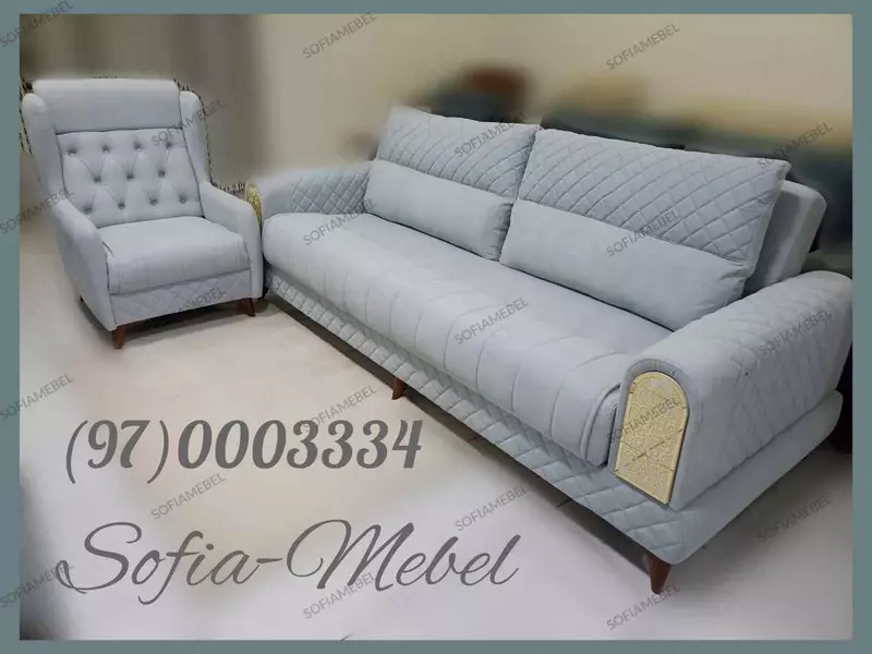 Комплект мягкой мебели Parlament в нежно-голубом цвете