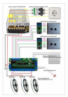 Контроллер автоматической подсветки лестницы. Установка — монтаж