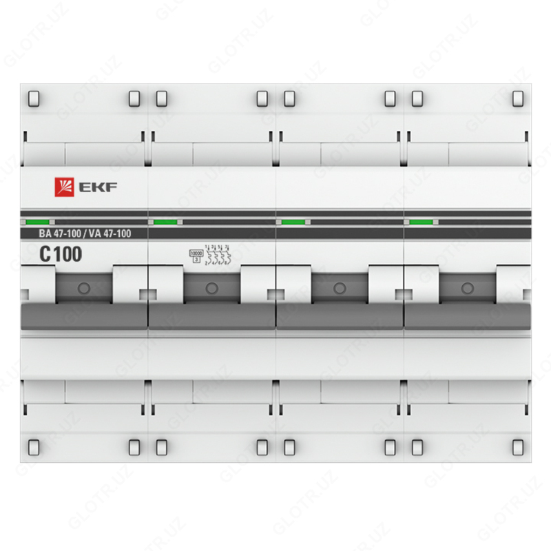 Автоматический выключатель 4Р 100А (С) 10 кА ВА 47-100 EKF - 260 773.8 сум