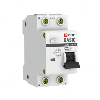 Differensial avtomatik mashina 1P + N 20A 30mA AC turi x-ka El bilan. 4,5 kA AD-12 EKF
