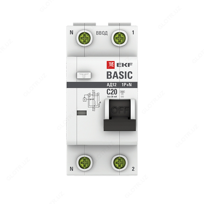 Differensial avtomatik mashina 1P + N 20A 30mA AC turi x-ka El bilan. 4,5 kA AD-12 EKF