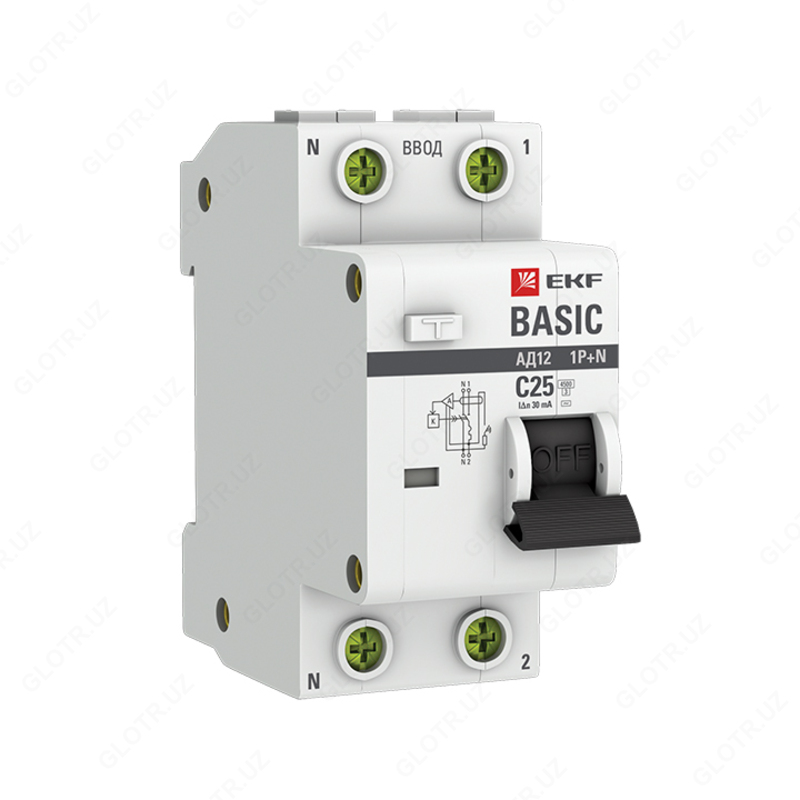 Differensial avtomatik mashina 1P + N 25A 30mA AC turi x-ka El bilan. 4,5 kA AD-12 EKF