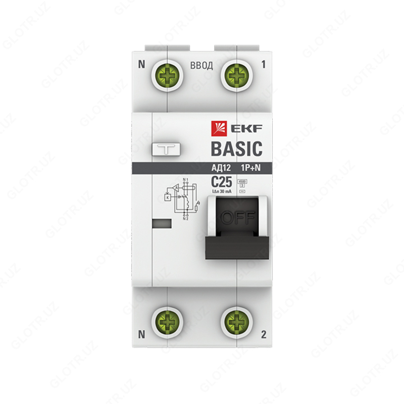 Differensial avtomatik mashina 1P + N 25A 30mA AC turi x-ka El bilan. 4,5 kA AD-12 EKF
