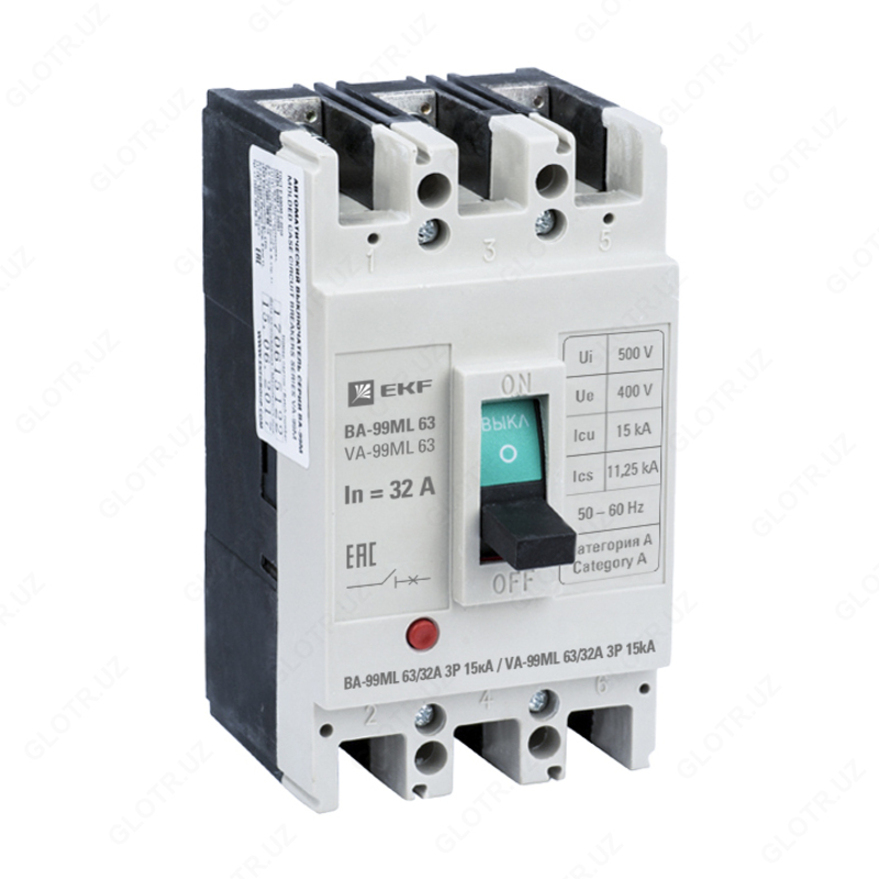 Автоматический выключатель BA-99ML 63/32A 3P 15 кА EKF Basic