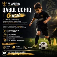 FA AMIROV - Toshkentdagi professional futbol akademiyasi 6 yoshdan boshlab qabul.