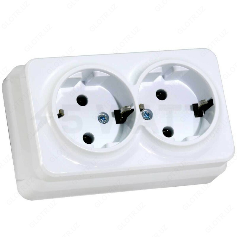 Розетка двойная наружная GUNSAN с заземлением