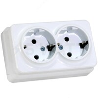 Розетка двойная наружная GUNSAN с заземлением