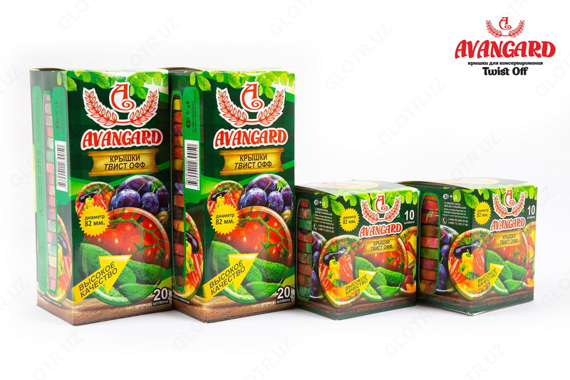 Крышки металлические винтовые с резьбовыми выступами Твист-офф диаметром 82 мм.