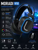 MORADI V10 USB7.1 oyin uchun simli quloqchinlari