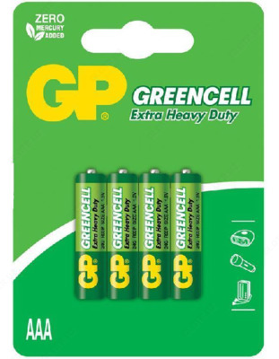 Батарейка GP GREENCELL 1.5V (R03) AAA 4*BL - 15 000 сум / шт.
