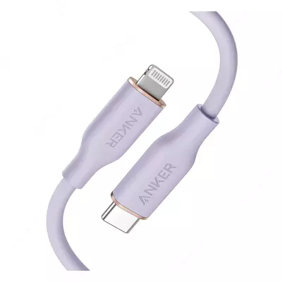 Type-C кабель Anker PowerLine III Flow USB-C with Lightning Connector 3ft Purple (A8662HQ1)