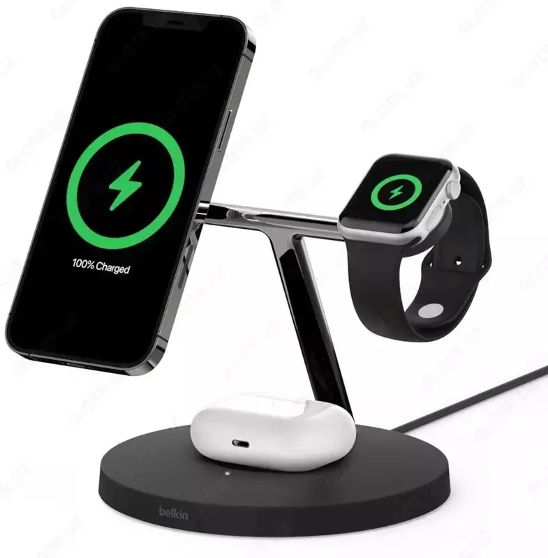 Беспроводная зарядная станция Belkin MagSafe iPhone 12 3in1 Wireless Charger (WIZ009VFBK) - 2 300 000 сум